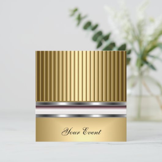 Elegante gouden uitnodiging voor evenementenfeest (Staand voorkant)