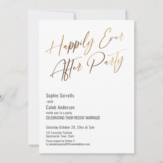 Elegante gouden uitnodiging voor Happily Ever Afte (Voorkant)