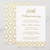 Elegante gouden uitnodigingen voor 50ste trouwdag (Voorkant / Achterkant)