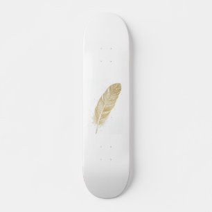 Elegante Gouden Veer Lijn Kunst - Moderne Esthetie Skateboard