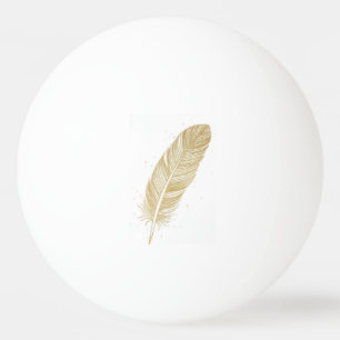 Elegante Gouden Veer Lijnkunst - Moderne Esthetiek Pingpongballen