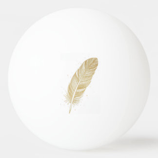 Elegante Gouden Veer Lijnkunst - Moderne Esthetiek Pingpongballen