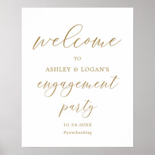 Elegante gouden verlovingsfeest welkomstposter poster