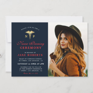 Elegante gouden verpleegkundige pinning ceremonie kaart