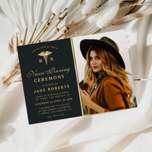 Elegante gouden verpleegster pinning ceremonie fot kaart