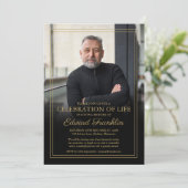 Elegante gouden viering van het leven begrafenis f kaart (Staand voorkant)