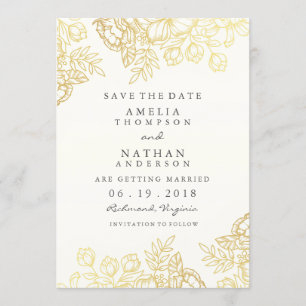 Elegante gouden vintage bloemensave the date save the date