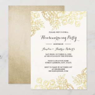 Elegante Gouden Vintage Bloemenzaal Verwarmingsfee Kaart
