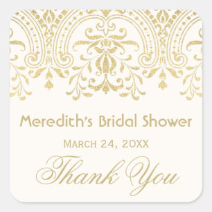 Elegante Gouden Vintage Bruiloftssalon Bruidsshowe Vierkante Sticker