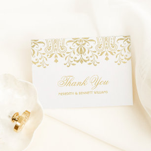 Elegante Gouden Vintage Glamour Koppelnamen Bedankkaart