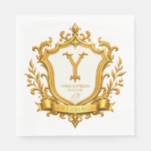 Elegante Gouden Vintage Monogram Wapen Huwelijk
