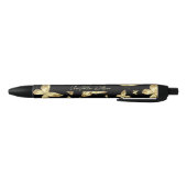 Elegante gouden vlinder script naam Monogram Zwarte Inkt Pen (Bodem)