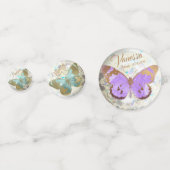 Elegante Gouden Vlinders Gepersonaliseerde Naam Da Confetti (Achterkanten)