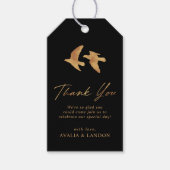 Elegante gouden vogels bruiloft dank u cadeaulabel (Voorkant)