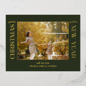 Elegante gouden vrolijke kerst typografie foto folie feestdagen briefkaart (Voorkant)
