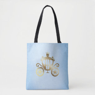 Elegante Gouden Wagen Blauwe Verhalenboek Prinses Draagtas