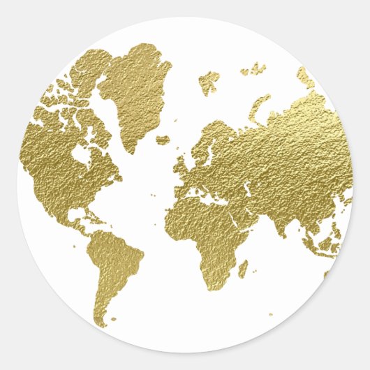 Elegante gouden Wereldkaart Ronde Sticker (Voorkant)