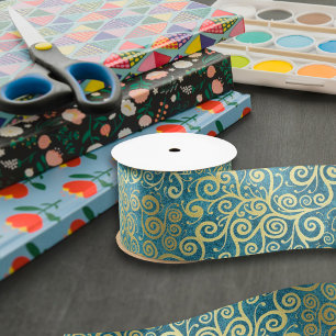 Elegante  gouden wervelpatroon Boho Dusty Blue Lint