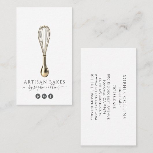 Elegante gouden whisky bakker banketbakker chef visitekaartje (Voorkant / Achterkant)