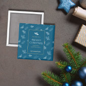 Elegante gouden winterbladeren Blauwe Kerst Magneet