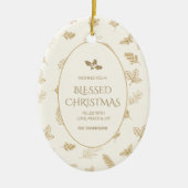 Elegante gouden winterbladeren Mistletoe Keramisch Ornament (Voorkant)