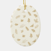 Elegante gouden winterbladeren Mistletoe Keramisch Ornament (Achterkant)