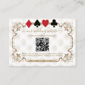 Elegante gouden witte Art Deco QR Code bruiloft Informatiekaartje (Voorkant)