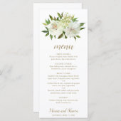 Elegante gouden witte bloem moderne bruiloft menu (Voorkant / Achterkant)