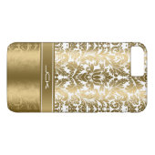 Elegante gouden & witte bloemdamast Case-Mate iPhone case (Achterkant (Horizontaal))
