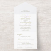 Elegante gouden witte bruiloft folie all in one uitnodiging (Binnenkant)