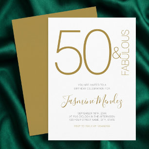 Elegante Gouden Witte Chic 50 & Fabulous Verjaarda Kaart