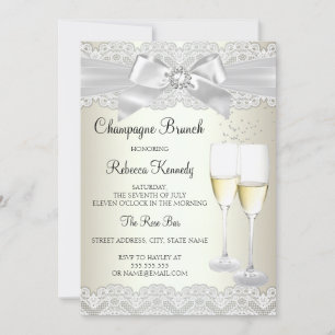 Elegante gouden witte kant champagne brunch uitnod kaart