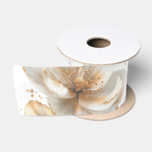 Elegante Gouden & Witte Klaproos Bruiloft Lint