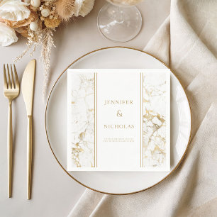 Elegante gouden & witte marmeren huwelijksservette servet