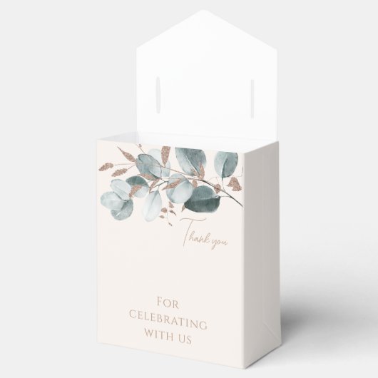 Elegante gouden witte rozen & groen bruidsdouche bedankdoosjes (Geopend)