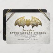 Elegante gouden witte vleermuis Spooktacular Eveni Kaart (Voorkant / Achterkant)
