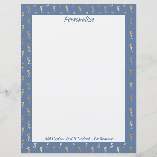 Elegante Gouden Zeepaarden Ocean Strand Thema (Voorkant)