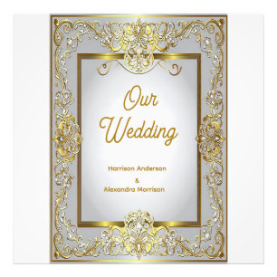 Elegante gouden & zilveren trouwuitnodiging – Vers Foto Afdruk