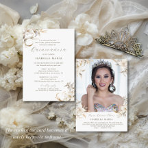 Elegante gouden zilveren witte bloemen Quinceañera