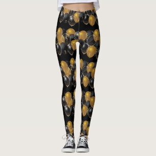 Elegante gouden zwarte ballonnen Confetti Leggings
