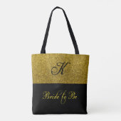 Elegante gouden & zwarte bruid monogram draagtas (Achterkant)
