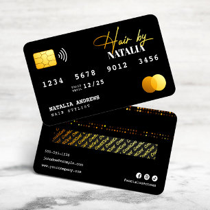 Elegante Gouden Zwarte Glitter Kapper Creditcard Visitekaartje