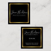 Elegante Gouden Zwarte Minimalistische Bewerkbare Vierkante Visitekaartje (Voorkant / Achterkant)