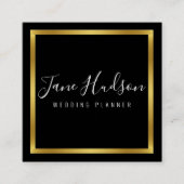 Elegante Gouden Zwarte Minimalistische Bewerkbare Vierkante Visitekaartje (Voorkant)