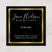 Elegante Gouden Zwarte Minimalistische Bewerkbare Vierkante Visitekaartje (Achterkant)