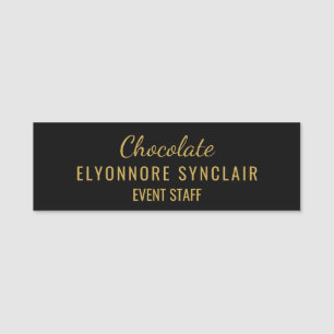 Elegante Gouden Zwarte Minimalistische Chocolade E Naamplaatje