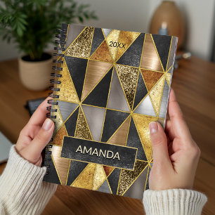 Elegante gouden zwarte zilveren geometrische drieh planner