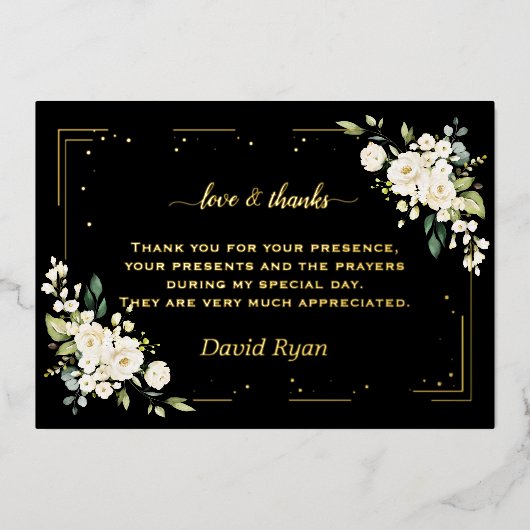 Elegante GOUDFOLIE Bevestiging Dankkaart Folie Uitnodiging (Voorkant)