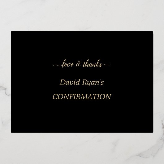 Elegante GOUDFOLIE Bevestiging Dankkaart Folie Uitnodiging (Achterkant)