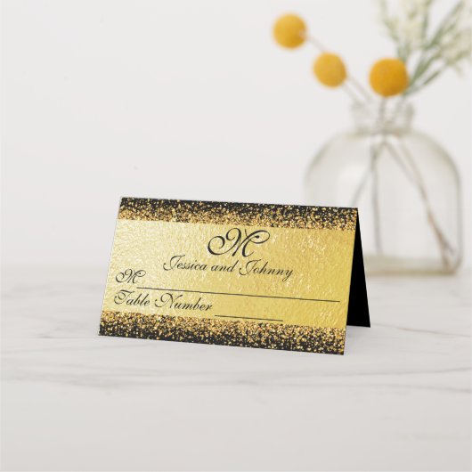 Elegante goudfolie Confetti op zwart (Voorkant)